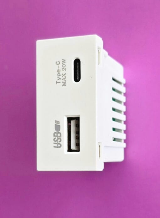 Sạc điện thoại nhanh 20W Type C + USB màu trắng