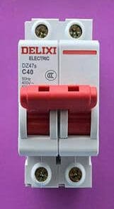 Aptomat cài ray MCB 2P 16A chống quá tải ngắn mặt DELIXI