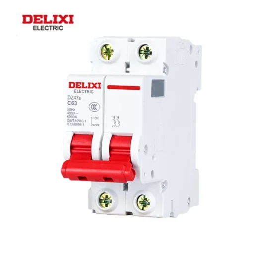 Aptomat cài ray MCB 2P 32A chống quá tải ngắn mặt DELIXI