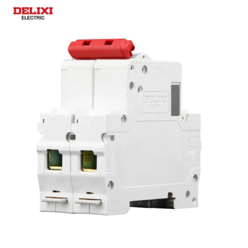 Aptomat cài ray MCB 2P 32A chống quá tải ngắn mặt DELIXI